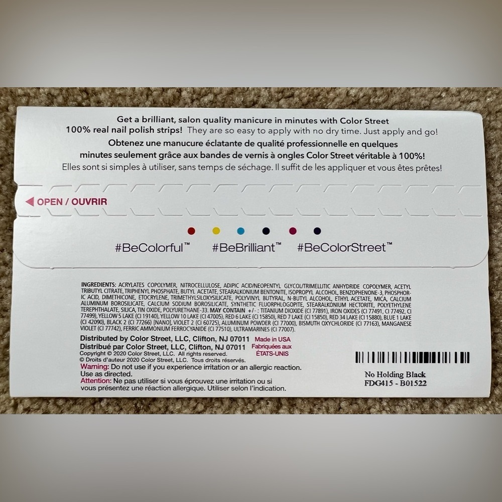 Unopened Color Street nail strips No Holding Black - Picture 3 of 3